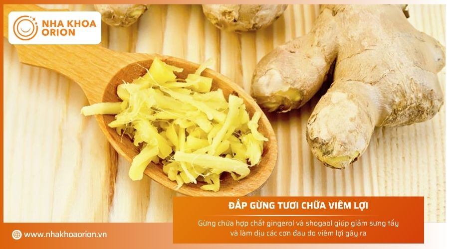 Đắp gừng tươi chữa viêm lợi