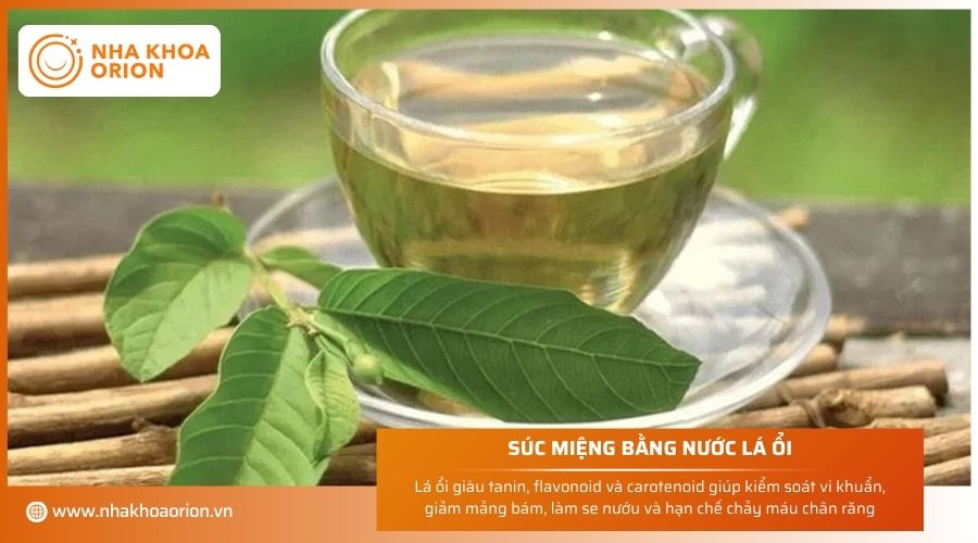 Súc miệng bằng nước lá ổi để trị viêm lợi