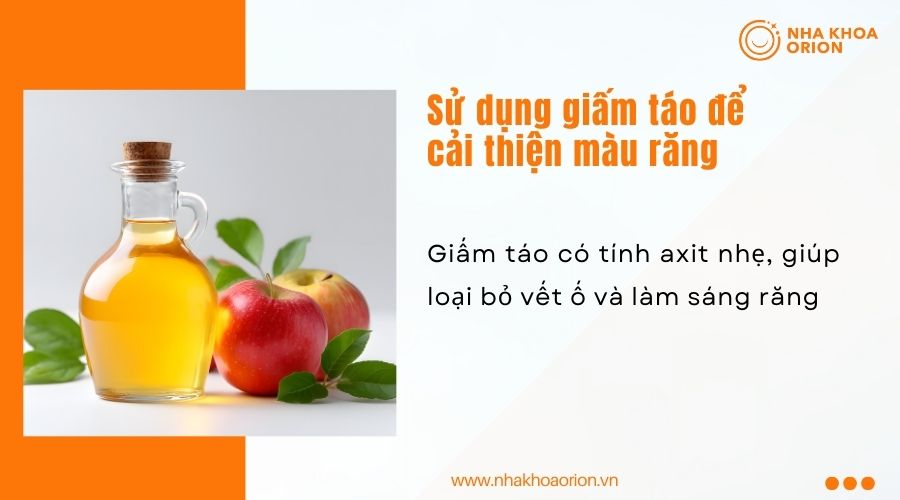 Sử dụng giấm t&aacute;o để cải thiện m&agrave;u răng