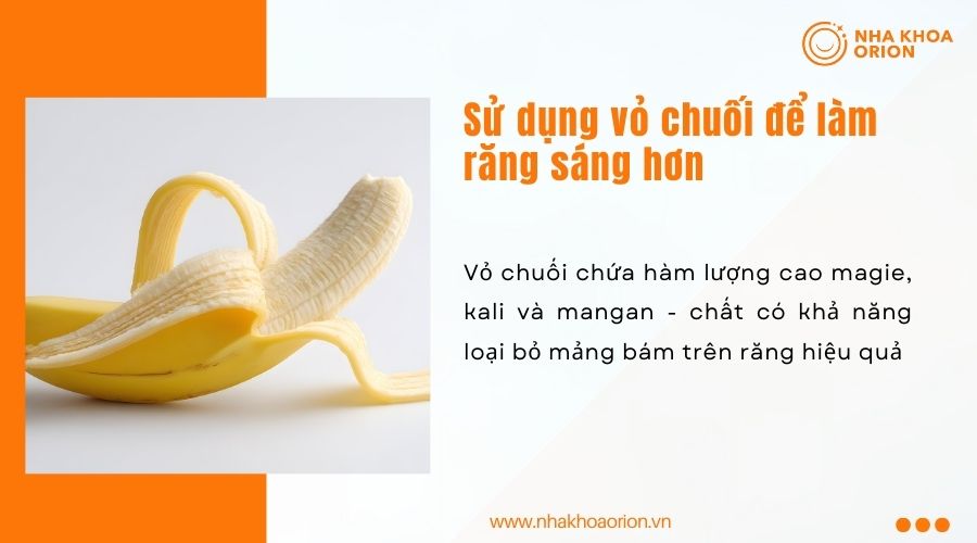 C&aacute;ch l&agrave;m trắng răng tại nh&agrave; bằng vỏ chuối