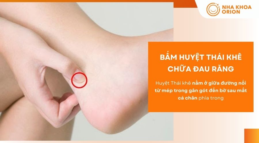 Bấm huyệt Th&aacute;i Kh&ecirc; ngay gần mắt c&aacute; ch&acirc;n chữa đau răng