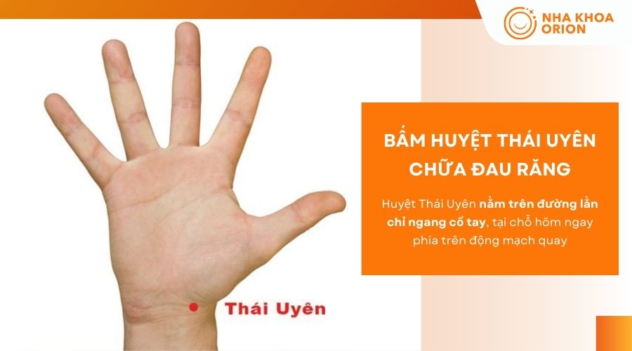 Bấm huyệt Th&aacute;i Uy&ecirc;n tr&ecirc;n đường lằn chỉ cổ tay chữa đau răng