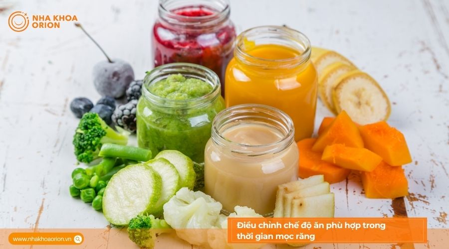 Điều chỉnh chế độ ăn ph&ugrave; hợp trong thời gian mọc răng