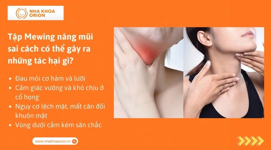 Tập Mewing nâng mũi sai cách có thể gây ra những tác hại gì?