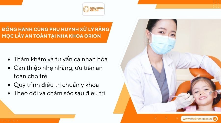 Nha Khoa Orion - Đồng hành cùng phụ huynh xử lý răng mọc lẫy an toàn