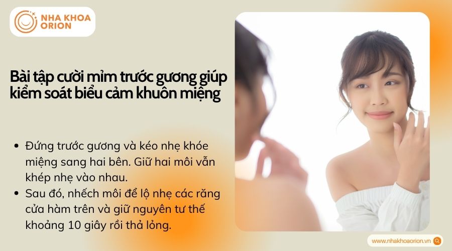 B&agrave;i tập cười mỉm trước gương gi&uacute;p kiểm so&aacute;t biểu cảm khu&ocirc;n miệng