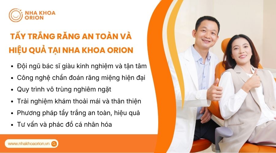 Tẩy trắng răng tại Orion đảm bảo an to&agrave;n, hiệu quả