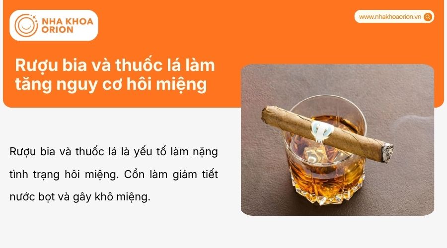 Rượu bia, thuốc l&aacute; l&agrave;m kh&ocirc; miệng v&agrave; tăng vi khuẩn g&acirc;y m&ugrave;i