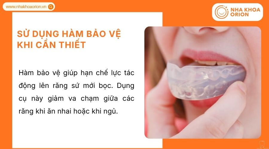 H&agrave;m bảo vệ gi&uacute;p giảm lực nhai, hạn chế va chạm v&agrave; bảo vệ răng sứ hiệu quả