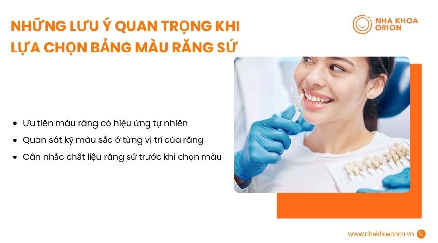 Những lưu &yacute; quan trọng khi lựa chọn bảng m&agrave;u răng sứ