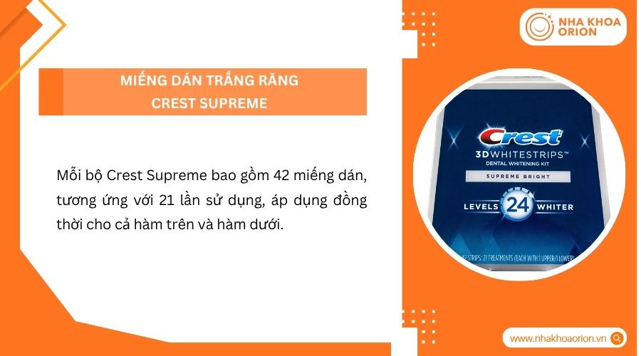 Miếng dán trắng răng Crest 3D White Supreme