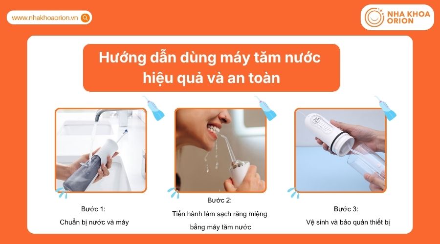 Sử dụng máy tăm nước đúng cách giúp làm sạch răng miệng hiệu quả và an toàn