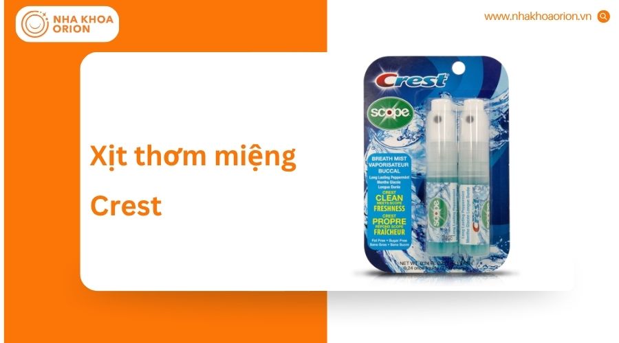 Xịt thơm miệng Crest giúp khử mùi nhanh, mang lại hơi thở thơm mát tức thì
