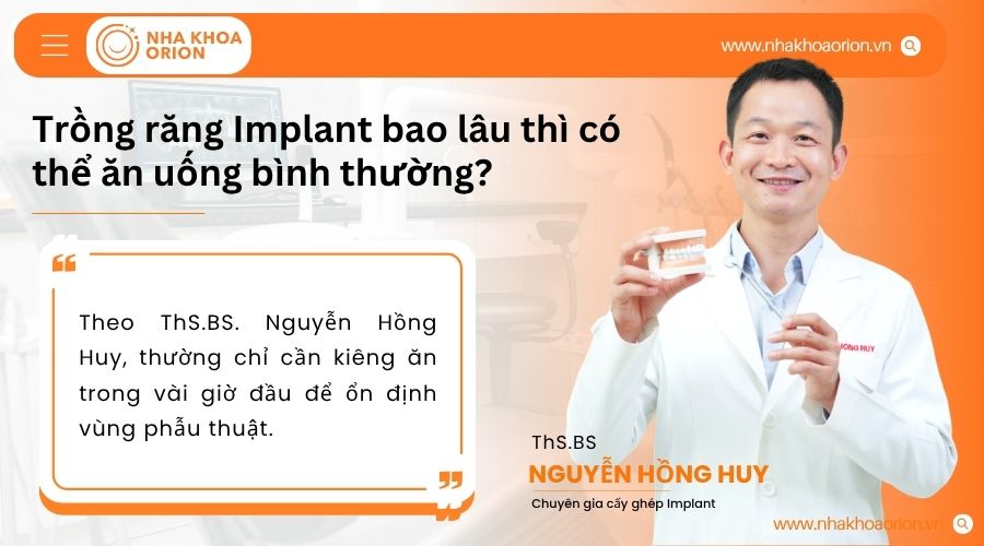 Ăn mềm sau v&agrave;i giờ, ăn nhai b&igrave;nh thường khi Implant t&iacute;ch hợp sau 3-6 th&aacute;ng
