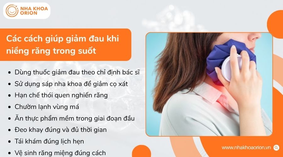 C&aacute;c c&aacute;ch gi&uacute;p giảm đau khi niềng răng trong suốt