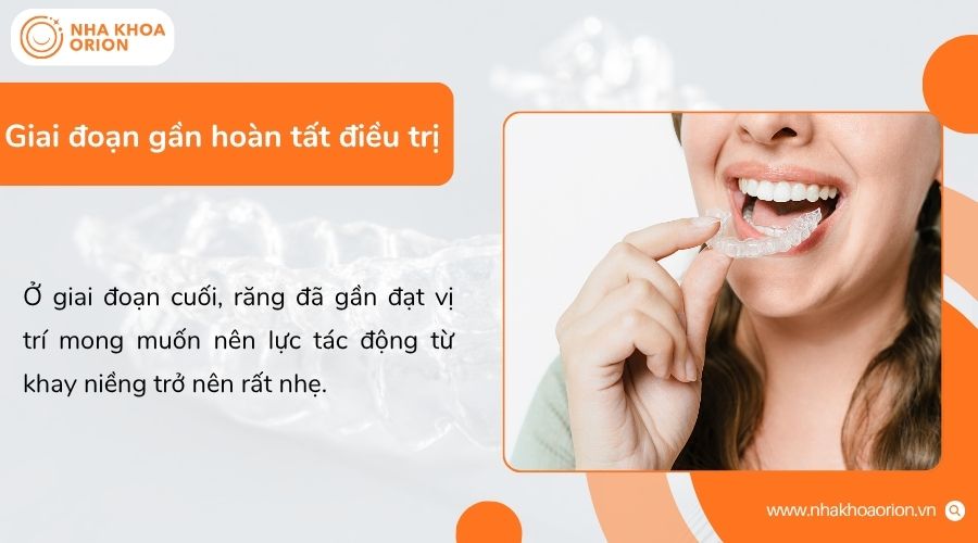 Giai đoạn cuối gần như kh&ocirc;ng c&ograve;n đau, chỉ cần đeo khay đ&uacute;ng để duy tr&igrave; kết quả ổn định