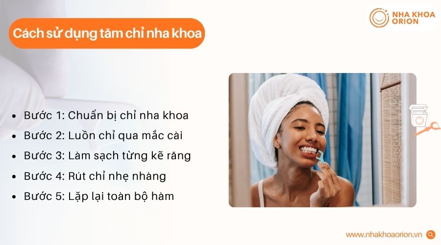 Tăm chỉ nha khoa có cán giúp thao tác vệ sinh kẽ răng nhanh và thuận tiện