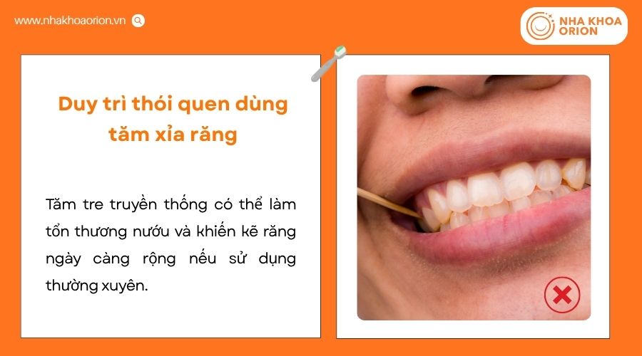 D&ugrave;ng tăm thường xuy&ecirc;n c&oacute; thể g&acirc;y tổn thương kẽ răng v&agrave; nướu