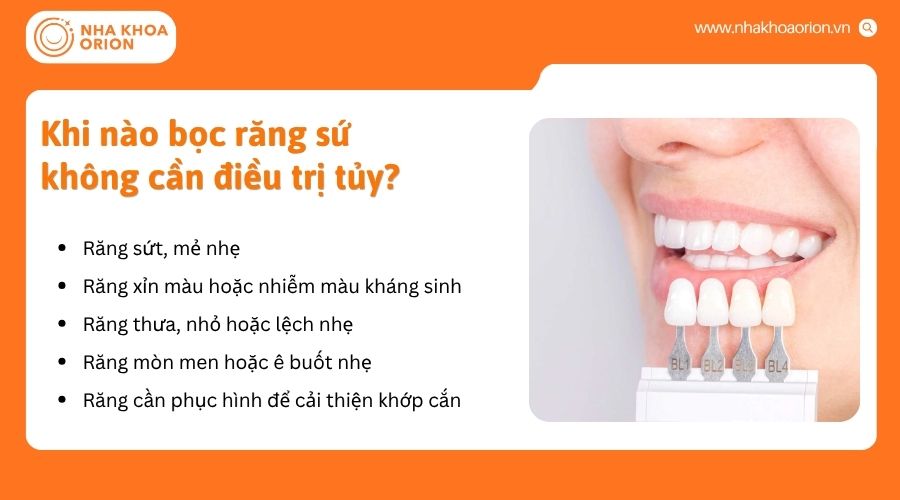 Răng khỏe mạnh thường kh&ocirc;ng cần lấy tủy khi thực hiện bọc răng sứ