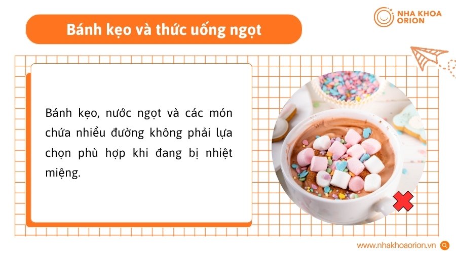 Đồ ăn, thức uống nhiều đường kh&ocirc;ng ph&ugrave; hợp với việc chăm s&oacute;c khoang miệng