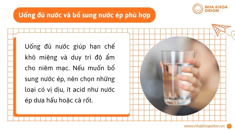 Nước lọc v&agrave; nước &eacute;p &iacute;t acid gi&uacute;p bổ sung nước m&agrave; hạn chế k&iacute;ch ứng v&ugrave;ng ni&ecirc;m mạc&nbsp;