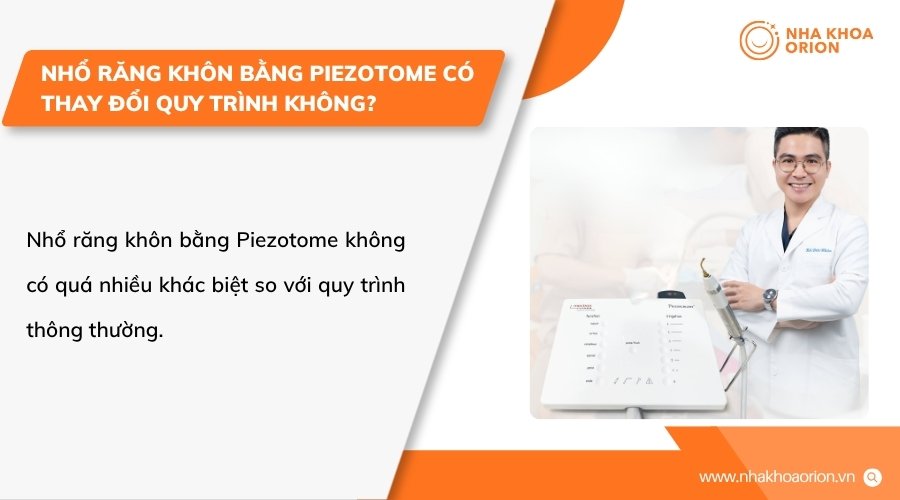 Quy tr&igrave;nh nhổ răng bằng Piezotome vẫn gồm c&aacute;c bước cơ bản như th&ocirc;ng thường