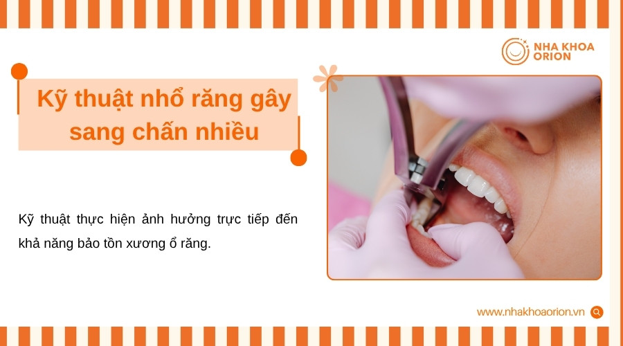 Kỹ thuật nhổ g&acirc;y sang chấn c&oacute; thể l&agrave;m tổn thương xương v&agrave; m&ocirc; mềm quanh răng kh&ocirc;n