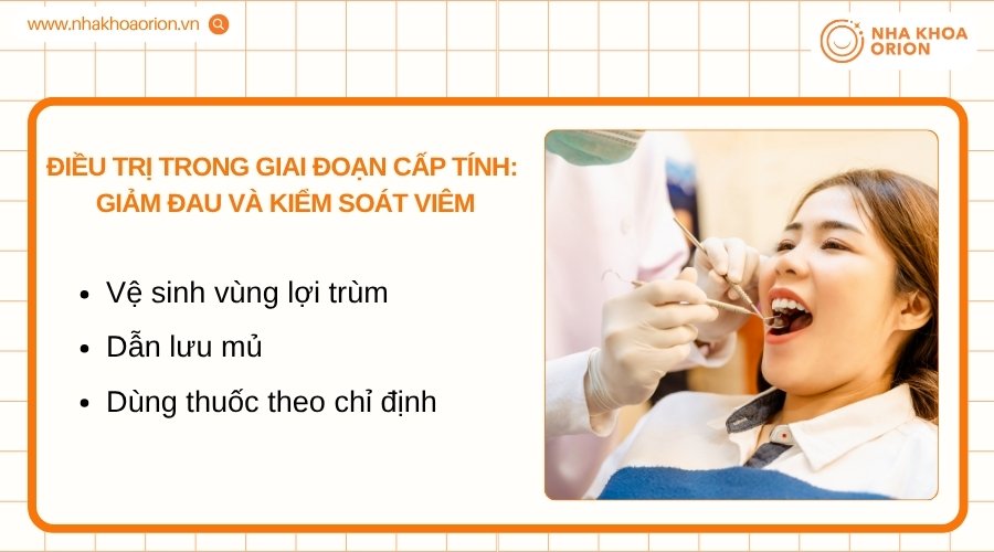 B&aacute;c sĩ sẽ ưu ti&ecirc;n kiểm so&aacute;t vi&ecirc;m nhiễm v&agrave; giảm đau trong giai đoạn cấp t&iacute;nh