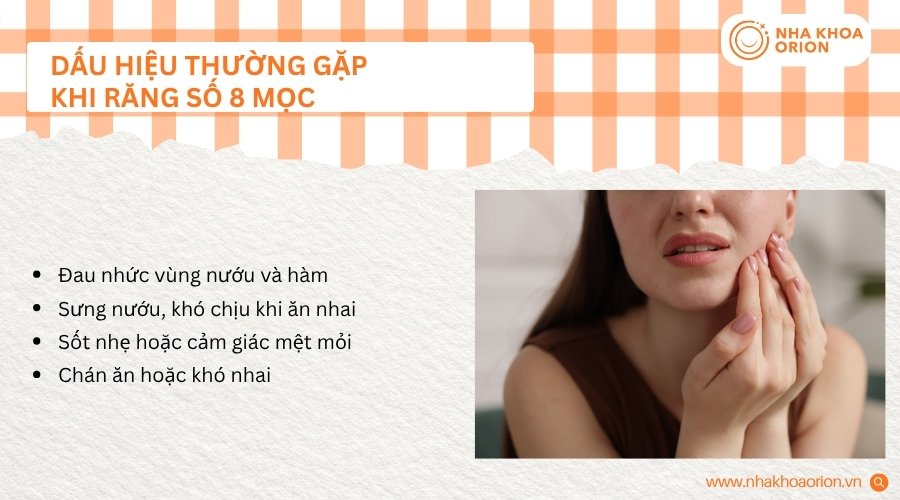 Răng số 8 đang mọc c&oacute; thể g&acirc;y đau nhức, sưng nướu v&agrave; kh&oacute; chịu khi ăn nhai