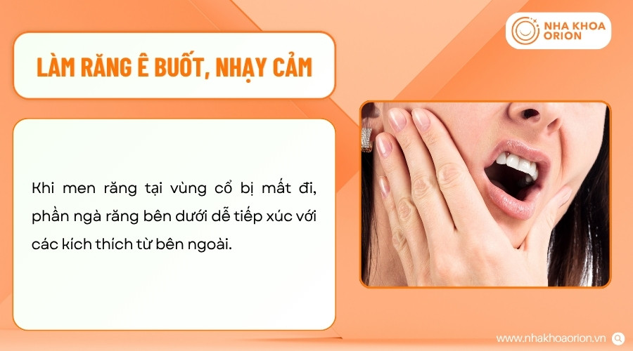M&ograve;n men răng c&oacute; thể l&agrave;m lộ ng&agrave; v&agrave; khiến răng nhạy cảm hơn trước c&aacute;c k&iacute;ch th&iacute;ch