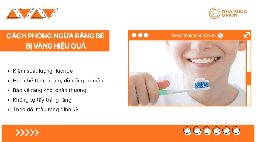 Ph&ograve;ng ngừa đ&uacute;ng c&aacute;ch gi&uacute;p hạn chế nguy cơ răng trẻ đổi m&agrave;u